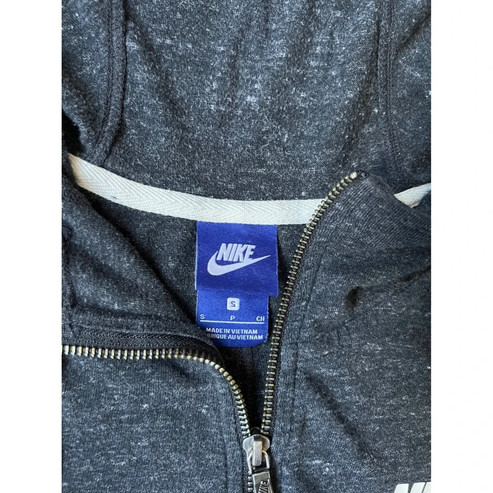 Vintage Nike Sportswear Women's Charcoal Heather Grey Zip Up Size Small